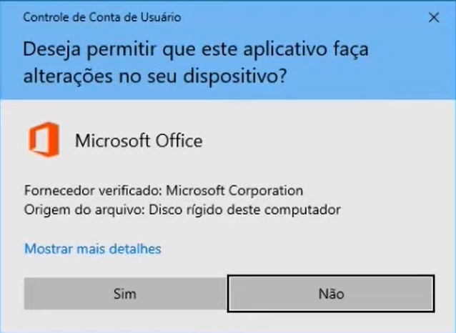Confirmação de instalação do Windows