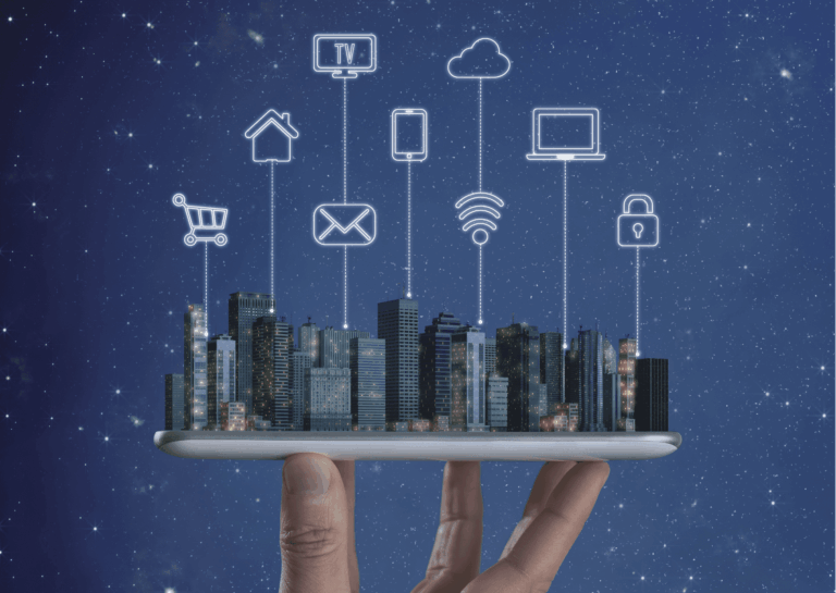 mão segura maquete de cidade para demonstrar onde e como pode funcionar a rede wireless